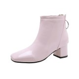 Arden Furtado Fashion Women's Shoes Winter Pointed Toe Chunky Heels Concise Mature Zipper pure color red Short Boots  Leather