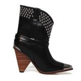 Arden Furtado Fashion Women's Shoes Winter Pointed Toe  Concise  Sexy Elegant Ladies Boots Concise Mature pure color Rivet