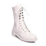 Arden Furtado Fashion Women's Shoes Winter pure color Cross Lacing White Zipper Leather Round Toe Women's Boots Matin Boots