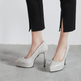 Arden Furtado Summer Fashion Trend Women's Shoes Pointed Toe Stilettos Heels Silver Waterproof Slip-on Sexy Elegant pure color