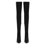 Arden Furtado Fashion Women's Shoes Winter Pointed Toe Stilettos Heels Zipper Elegant Ladies Boots pure color Over The Knee High