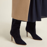 Arden Furtado Fashion Women's Shoes Winter Pointed Toe Stilettos Heels pure color brown grey Elegant Ladies Boots Big size 45