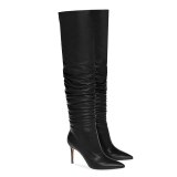 Arden Furtado Fashion Women's Shoes Winter  Pointed Toe Stilettos Heels  Leather Elegant Ladies Boots Concise Mature pure color