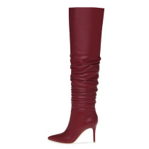 Arden Furtado Fashion Women's Shoes Winter  Pointed Toe Stilettos Heels  Leather Elegant Ladies Boots Concise Mature pure color