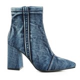 Arden Furtado Fashion Women's Shoes Winter  Pointed Toe Chunky Heels Concise Classics Mature denim  Short Boots  Big size 40