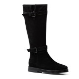 Arden Furtado Fashion Women's Shoes Winter  pure color Buckle Round Toe Knee High Boots  Leather Matte Classics