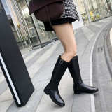 Arden Furtado Fashion Women's Shoes Winter Sexy Elegant Ladies Boots pure color Round Toe zipper Knee High Boots Leather