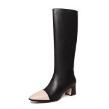 Arden Furtado Fashion Women's Shoes Winter  Pointed Toe Chunky Heels zipper Mature Mixed Colors Women's Boots Knee High Boots