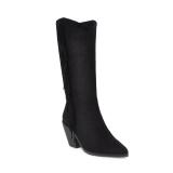 Arden Furtado Fashion Women's Shoes Winter Pointed Toe Chunky Heels Fringed Classics pure color Slip-on Knee High Boots  Matte