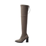 Arden Furtado Fashion Women's Shoes Winter Pointed Toe Chunky Heels  Elegant Ladies Boots pure color Over The Knee High Boots