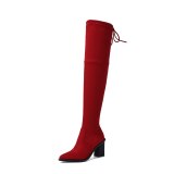 Arden Furtado Fashion Women's Shoes Winter Pointed Toe Chunky Heels  Elegant Ladies Boots pure color Over The Knee High Boots