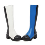Arden Furtado Fashion Women's Shoes Winter Round Toe Knee High Boots zipper blue Mature Concise Mature Knee High Boots