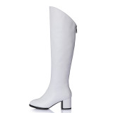 Arden Furtado Fashion Women's Shoes Winter Pointed Toe White Chunky Heels Sexy Elegant Ladies Boots pure color Back zipper
