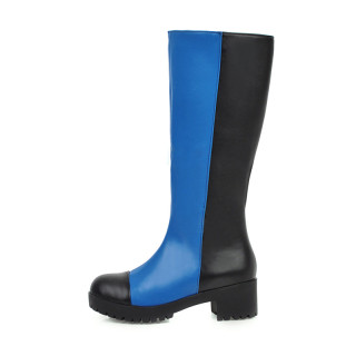 Arden Furtado Fashion Women's Shoes Winter Round Toe Knee High Boots zipper blue Mature Concise Mature Knee High Boots