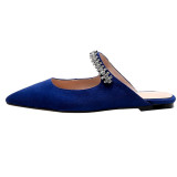 Arden Furtado Summer Fashion Trend Women's Shoes Pointed Toe Sexy pink and blue Matte Mules Elegant pure color Slippers Black