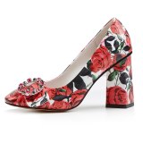 Arden Furtado Summer Fashion Trend Women's Shoes Flower red  Chunky Heels Slip-on  Pumps Concise Mature Office Lady Party Shoes