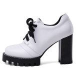 Arden Furtado Spring And autumn Fashion Women's Shoes Sexy Elegant Chunky Heels Platform Shoes Concise pure color Cross Lacing