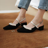 Arden Furtado Summer Fashion Trend Women's Shoes Pointed Toe Party Shoes Narrow Band Concise Pearl Sexy Elegant Buckle Elegant