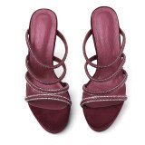 Arden Furtado Summer Fashion Trend Women's Shoes  Sexy Elegant pure color Crystal Rhinestone  Waterproof Slippers Narrow Band