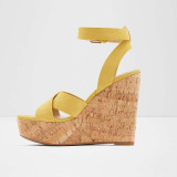 Arden Furtado Summer Fashion Women's Shoes  Sexy  pure color yellow and brown wedges Sandals Personality Buckle