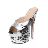 Arden Furtado Summer Fashion Trend Women's Shoes white Stilettos Heels Personality Peep Toe Waterproof Slippers Big size 50