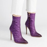 Arden Furtado Fashion Women's Shoes Winter Pointed Toe Stilettos Heels Zipper  pure color  Sexy Elegant Ladies Boots Short Boots