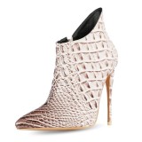 Arden Furtado Fashion Women's Shoes Winter  new beige Pointed Toe Classics Stilettos Heels Zipper Mature Short Boots  Big size45