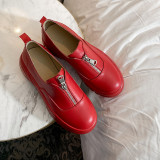 Arden Furtado Spring And autumn Fashion Women's Shoes pure color white red Zipper Mature Zipper Round Toe Classics Leisure