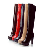 Arden Furtado Fashion Women's Shoes Winter Elegant Ladies Boots red Zipper platform Over The Knee High Boots