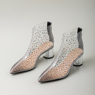 Arden Furtado Summer Fashion Trend Women's Shoes Pointed Toe Classics Zipper Chunky Heels Zipper Sexy Elegant PVC Cool boots