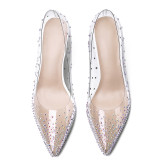 Arden Furtado Summer Fashion Women's ShoesPointed Toe Crystal Rhinestone new PVC Transparent Elegant Slip-on Strange Style Heels