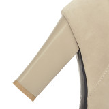 Arden Furtado Fashion Women's Shoes Winter Short Boots Waterproof Classics beige Fringed pure color Zipper Elegant Matte Mature