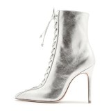 Arden Furtado Fashion Women's Shoes Winter Pointed Toe Elegant Cross Lacing Stilettos Heels Ladies Boots Concise pure color