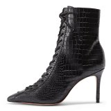 Arden Furtado Fashion Women's Shoes Winter Serpentine Pointed Toe Classics Stilettos Heels Zipper Women's Boots Short Boots