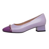 Arden Furtado Summer Fashion Trend Women's Shoes Metal Chain purple Mature Slip-on Classics Round Toe Pumps Big size 41