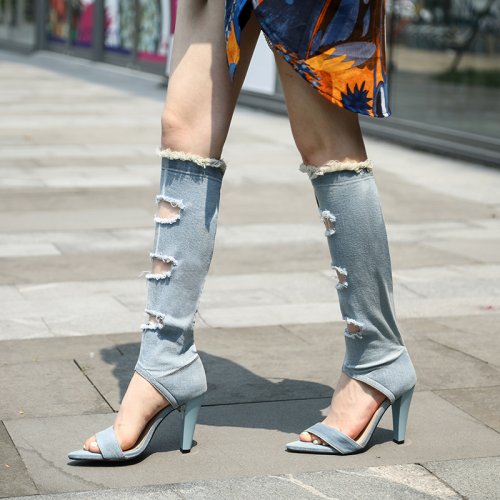 open toe knee high boots outfits