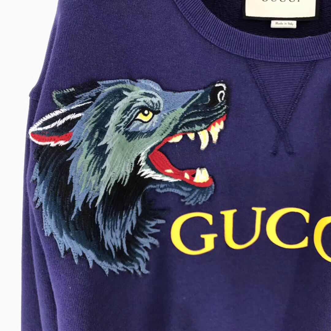 gucci blue wolf sweater