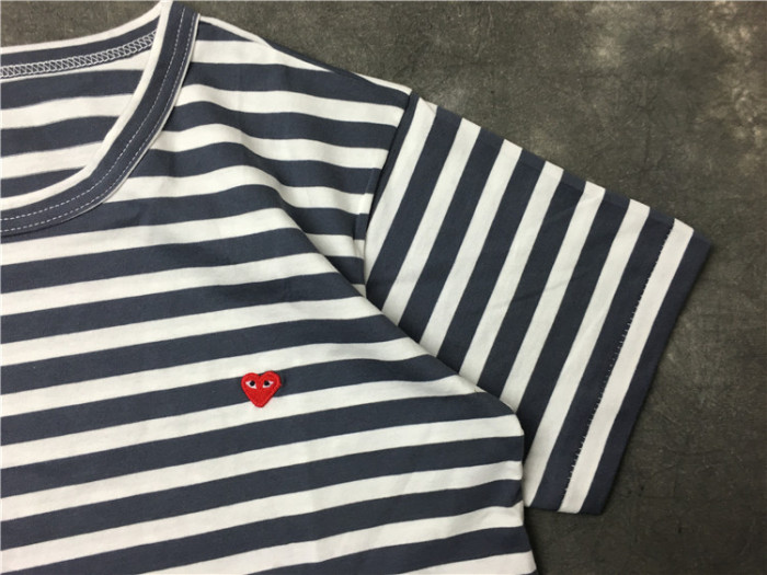 Falection 17fw Comme des Garcons CDG Play Small Heart Embroidery Stripped Tshirt