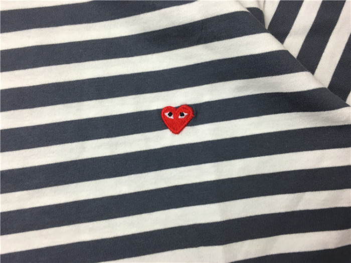 Falection 17fw Comme des Garcons CDG Play Small Heart Embroidery Stripped Tshirt