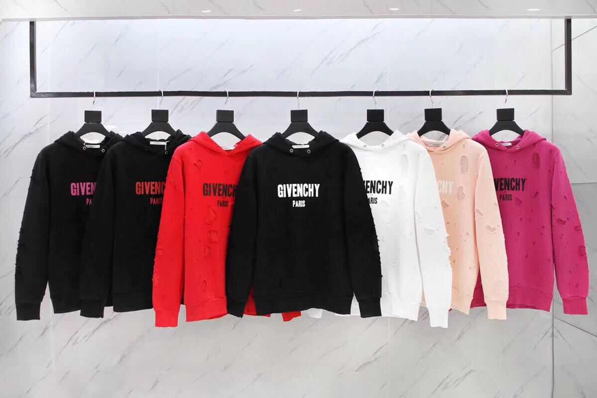 red givenchy distressed hoodie