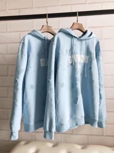 Falection 18ss GIVENCHY HOLES RIPPED BABY BLUE HOODIE/CREWNECK