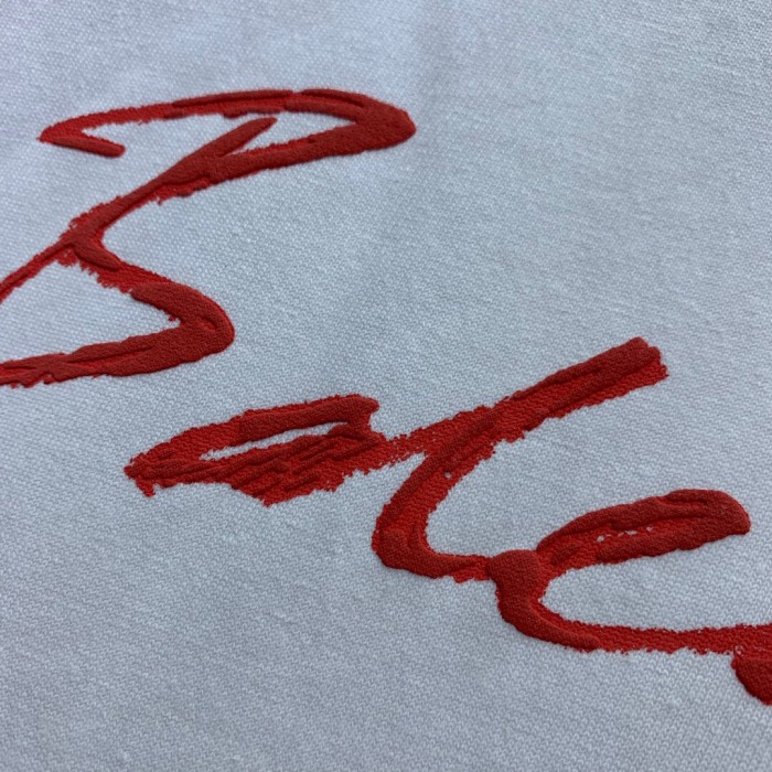 BALENCIAGA 19SS RED WRITING LOGO PRINT COTTON OVERSIZE TSHIRT