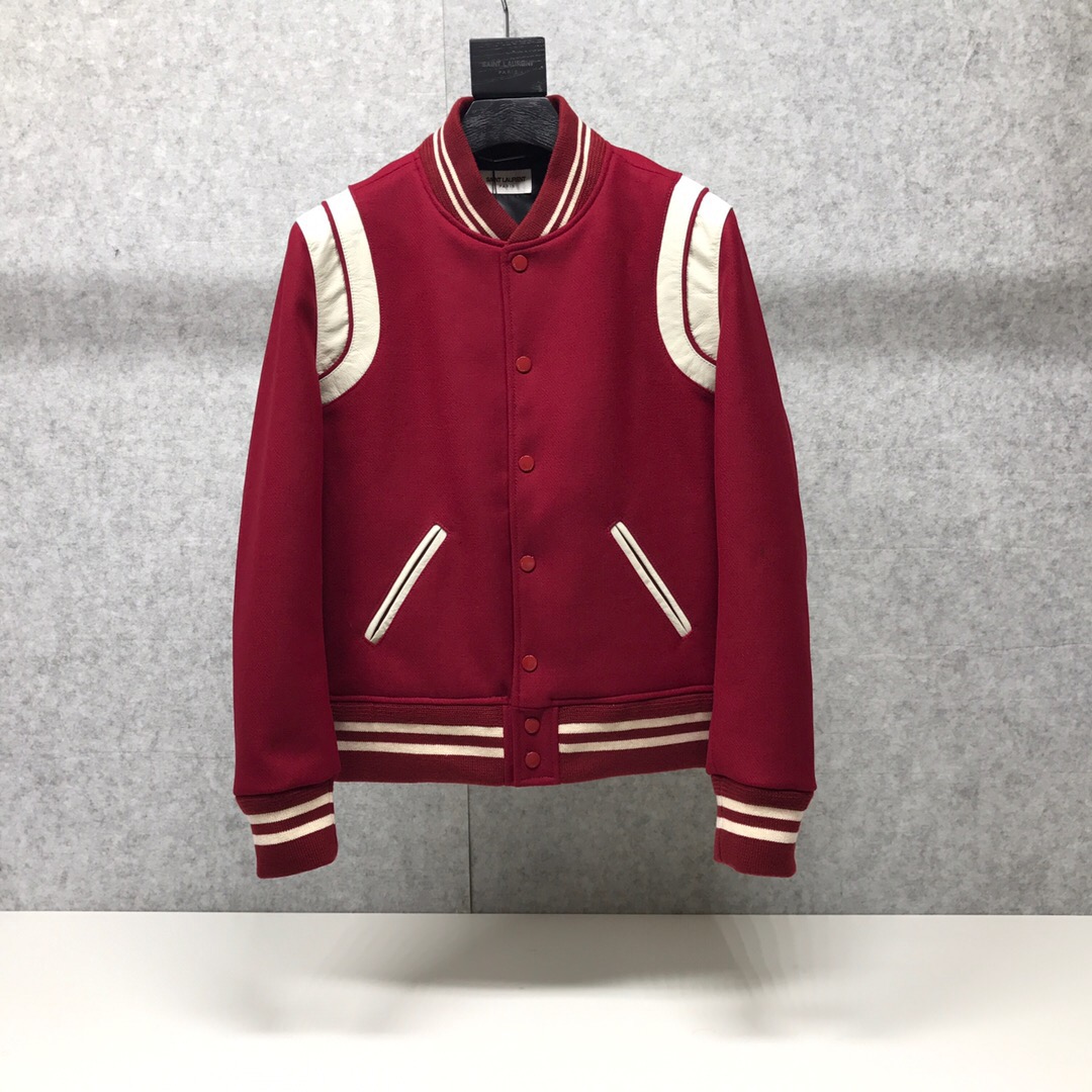 saint laurent teddy jacket red