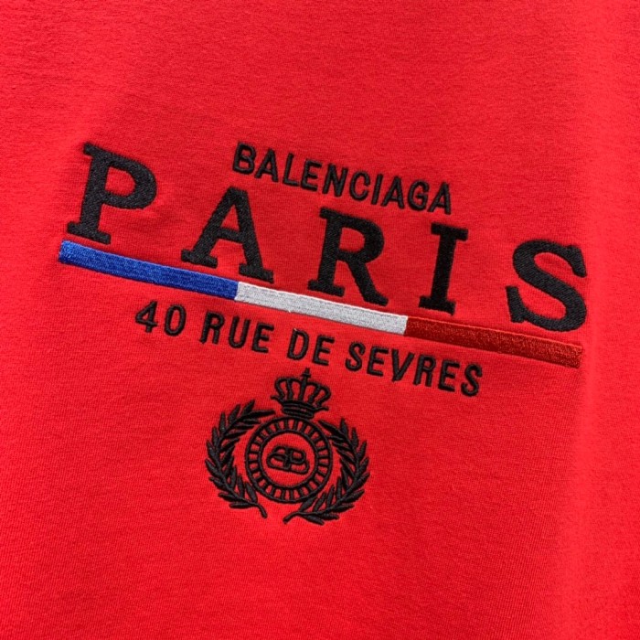 BALENCIAGA19FW 40 RUE PARIS LOGO EMBROIDERED OVERSIZE T-SHIRT