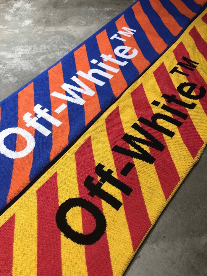 OFF WHITE 19FW ARROW DIAG JACQUARD KNITTED CASHMERE SCARF