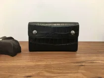 クロムハーツ ウォレット Chrome Hearts ウェーブウォレット クロスボタン 三つ折長財布 クロコダイル