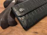 クロムハーツ ウォレット Chrome Hearts ウェーブウォレット クロスボタン 三つ折長財布 クロコダイル