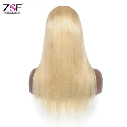 ZSF Hair Russian Blonde Virgin Hair Straight Lace Frontal Wig 100% Human Hair 1Piece