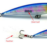 Minnow  fishing lures steel beads inside ,3D Eyes, 6# treble hooks  fishing Wobblers crankbait carp fishing Tackle