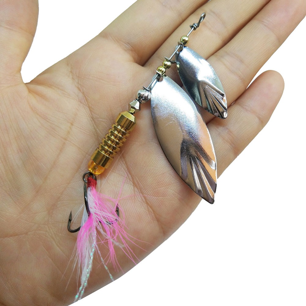 W.P.E Brand New Spinner Lure 2 pcs 3#/4#/5# Spoon lure Fishing Tackle  Treble Hook Metal Hard Lure Fishing Bait Bass Fishing Lure